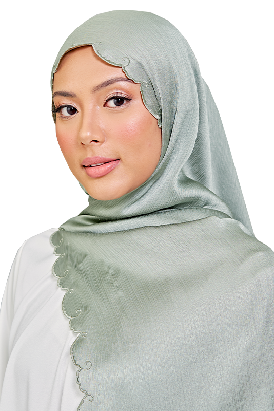Sulam Melor Scarf in Haven Green